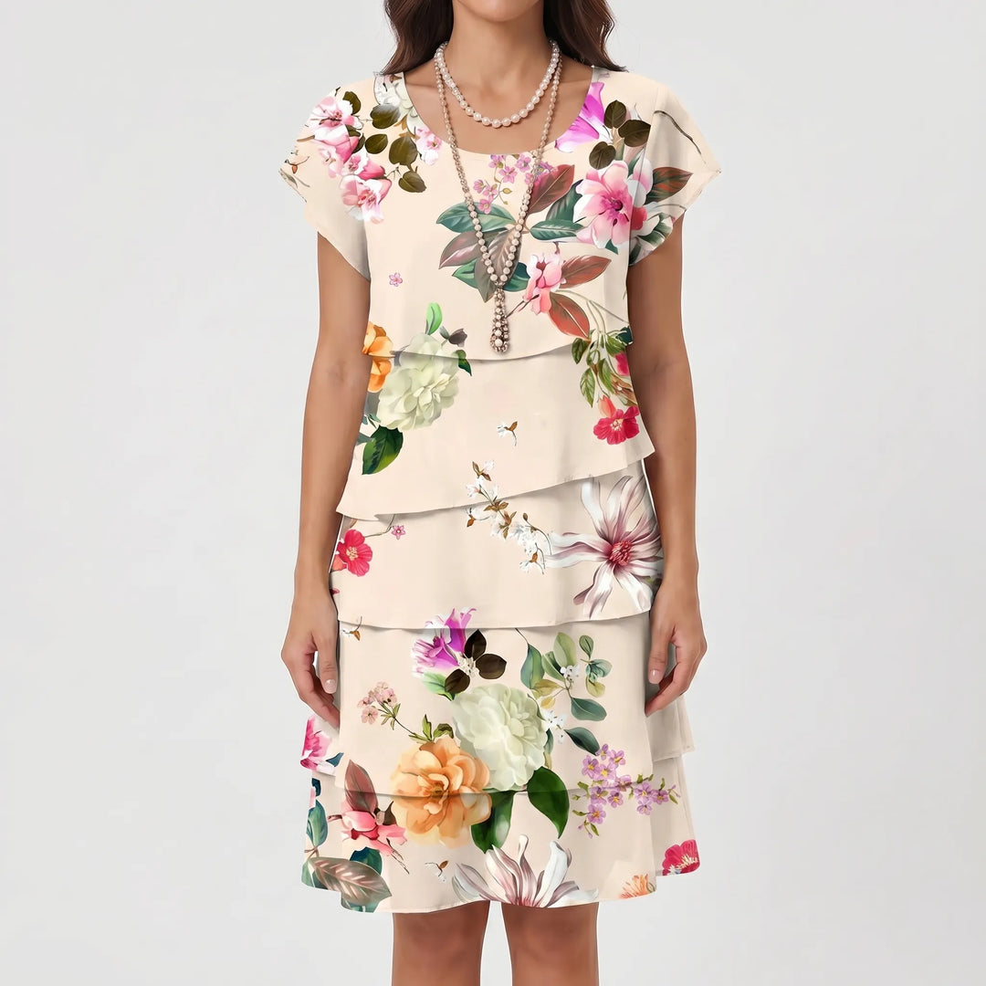 Ruffara - Floral Print Tiered Ruffle Dress
