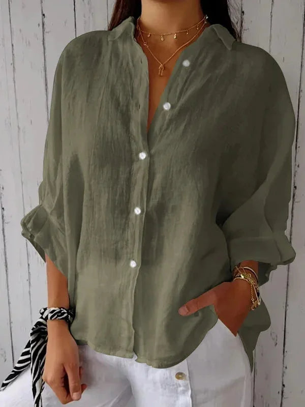 Women’s Shirt with V-Neck and Back Slit with Bow Tie