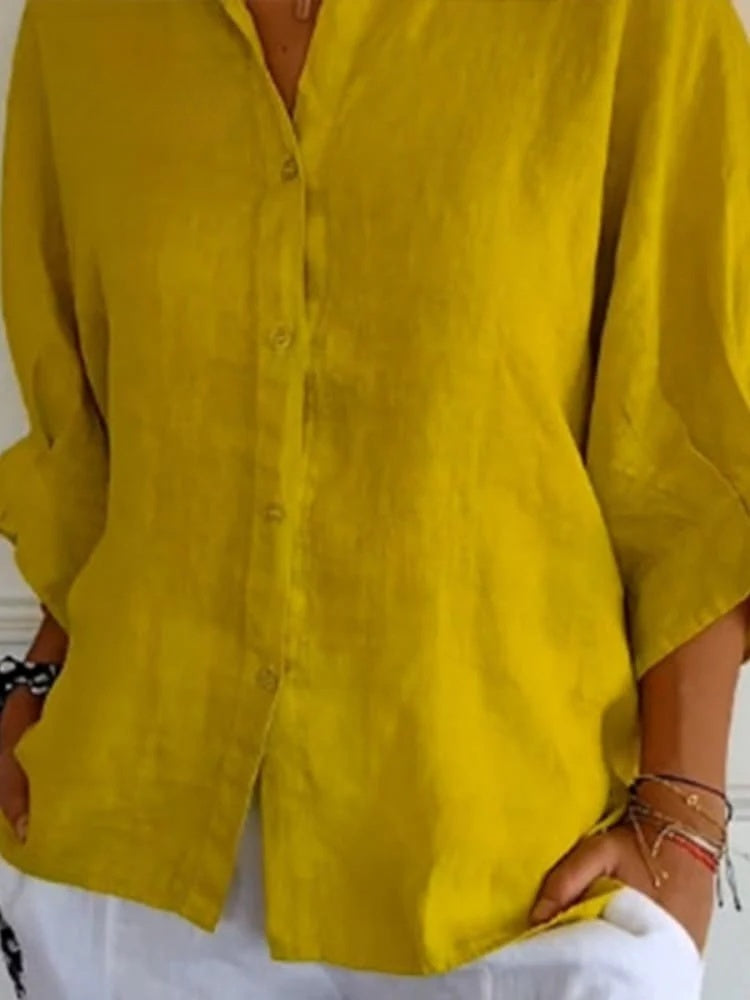 Women’s Shirt with V-Neck and Back Slit with Bow Tie