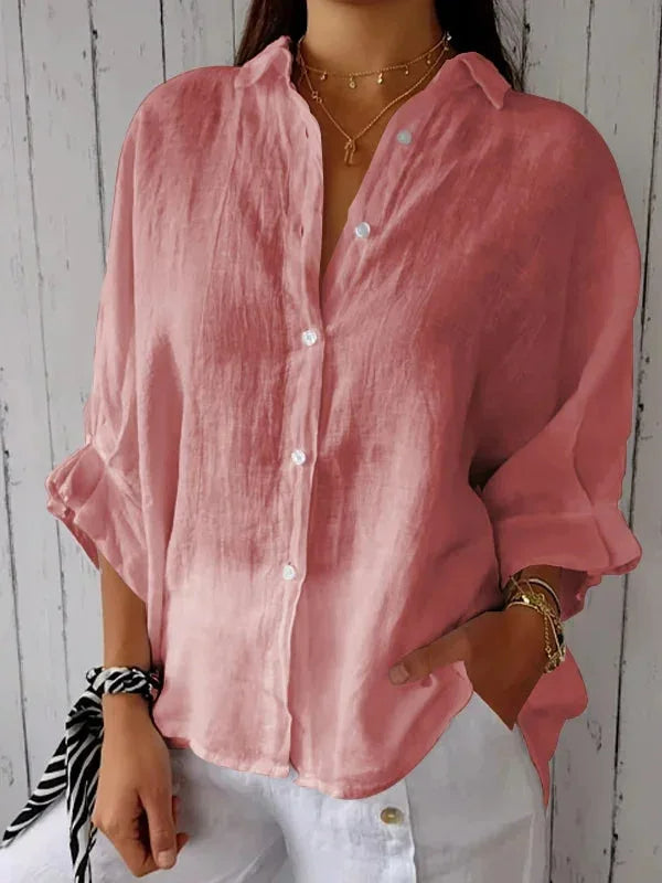Women’s Shirt with V-Neck and Back Slit with Bow Tie