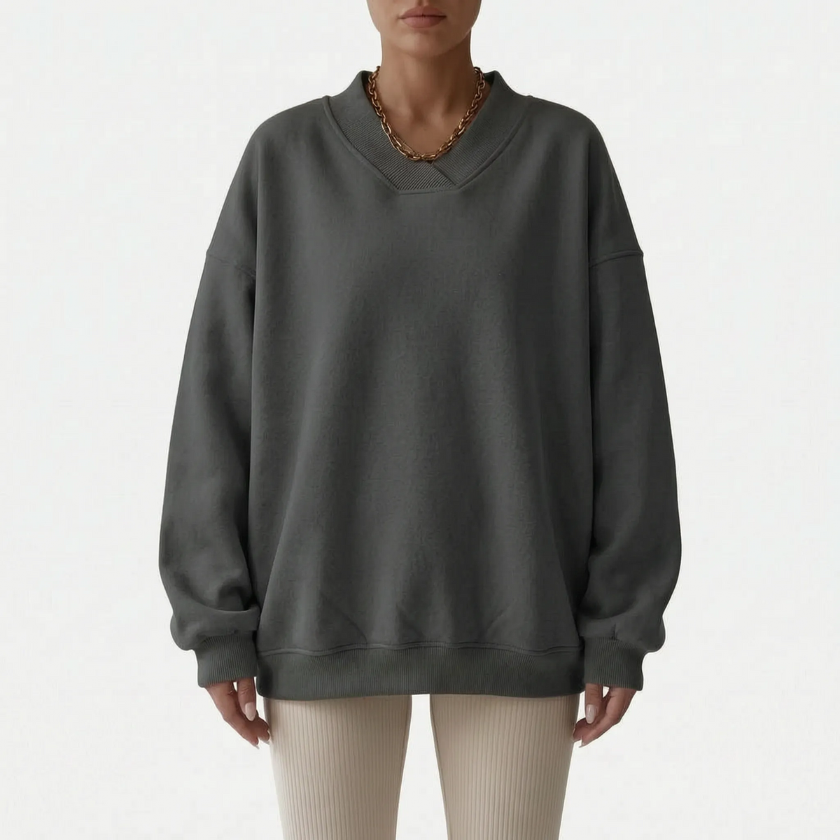 Women's Oversized V-Neck Sweater, view 11